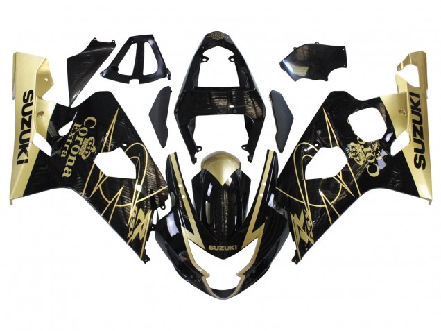 2004-2005 Suzuki GSXR 600 / GSXR 750 Motorcycle Fairings - Glossy Black Gold Corona UK