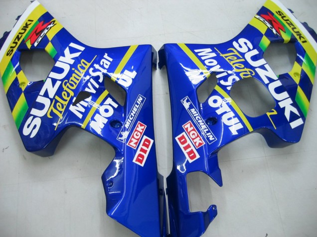 2004-2005 Suzuki GSXR 600 / GSXR 750 Motorcycle Fairings - Blue White Yellow Green Telefumica Motul MoviStar UK