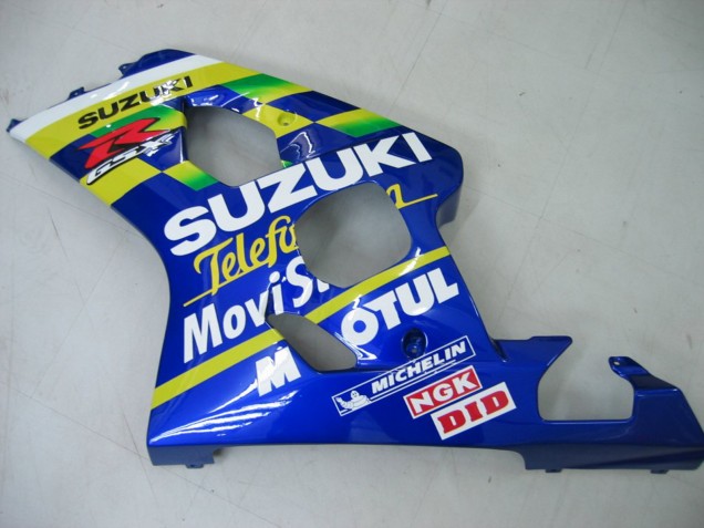 2004-2005 Suzuki GSXR 600 / GSXR 750 Motorcycle Fairings - Blue White Yellow Green Telefumica Motul MoviStar UK