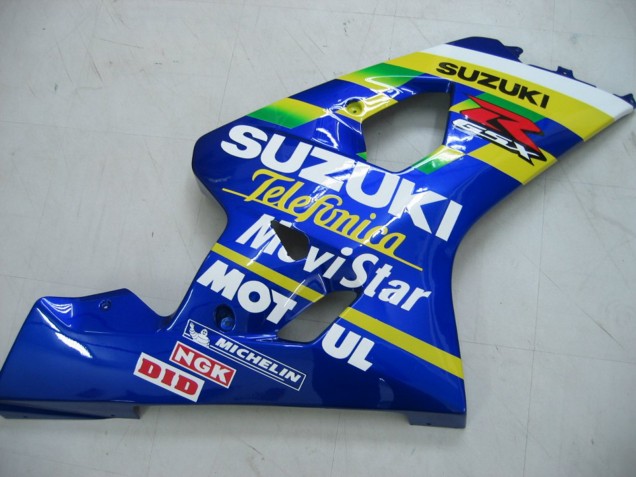2004-2005 Suzuki GSXR 600 / GSXR 750 Motorcycle Fairings - Blue White Yellow Green Telefumica Motul MoviStar UK