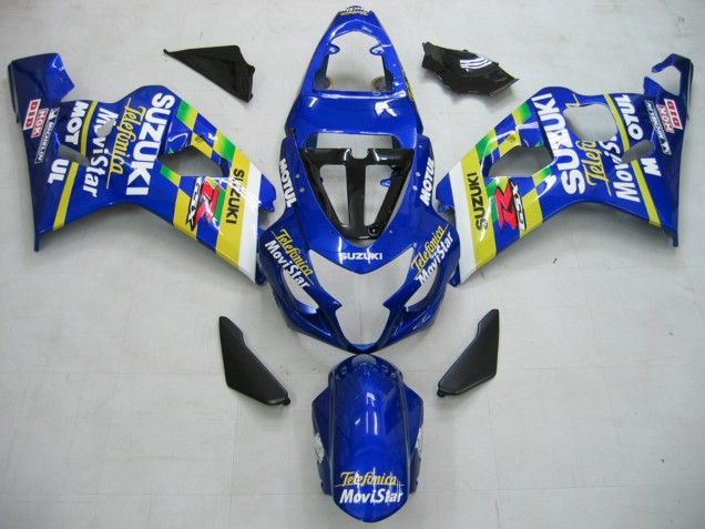 2004-2005 Suzuki GSXR 600 / GSXR 750 Motorcycle Fairings - Blue White Yellow Green Telefumica Motul MoviStar UK