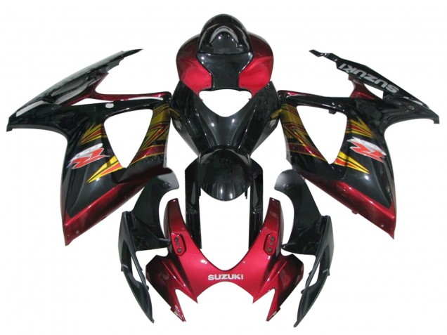 2006-2007 Suzuki GSXR 600 / GSXR 750 Motorcycle Fairing - Glossy Black Red Gold UK