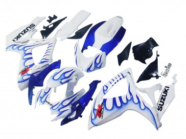 2006-2007 Suzuki GSXR 600 / GSXR 750 Motorcycle Fairings - White Blue Flame UK
