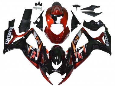 2006-2007 Suzuki GSXR 600 / GSXR 750 Motorcycle Fairings - Red Glossy Black Orange UK