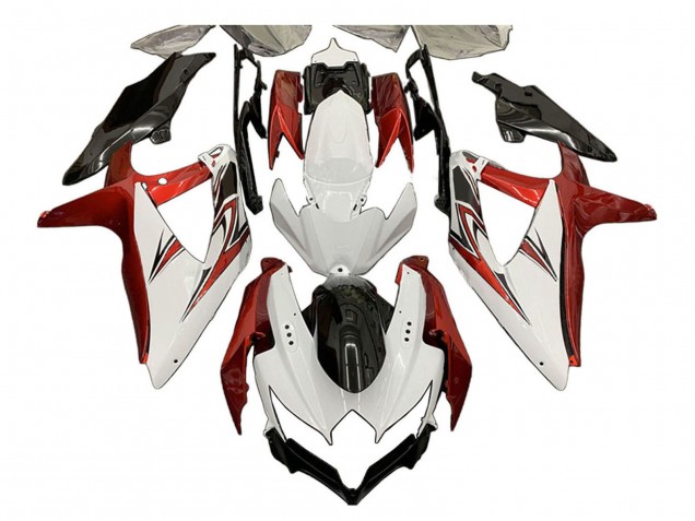 2008-2010 Suzuki GSXR 600 / GSXR 750 Motorcycle Fairings - White Orange Glossy Black UK