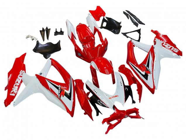 2008-2010 Suzuki GSXR 600 / GSXR 750 Motorcycle Fairings - White Red Black UK