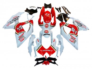 2008-2010 Suzuki GSXR 600 / GSXR 750 Motorcycle Fairings - White Red Motul Lucky Strike UK