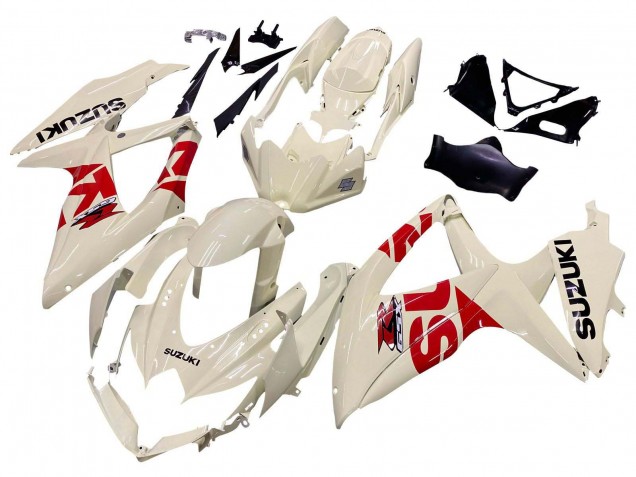 2008-2010 Suzuki GSXR 600 / GSXR 750 Motorcycle Fairings - Cream White Red Black UK