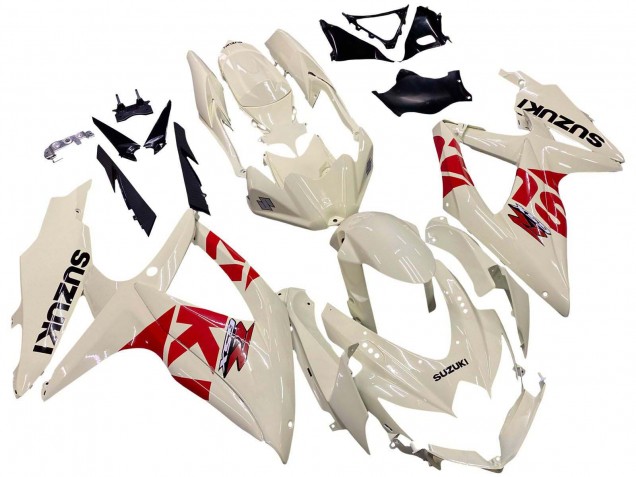 2008-2010 Suzuki GSXR 600 / GSXR 750 Motorcycle Fairings - Cream White Red Black UK