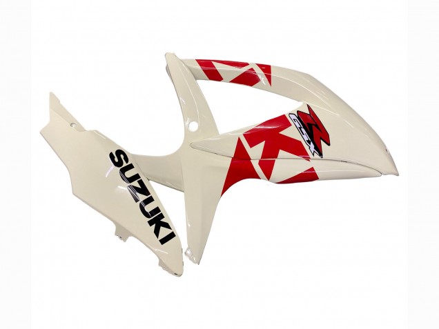 2008-2010 Suzuki GSXR 600 / GSXR 750 Motorcycle Fairings - Cream White Red Black UK