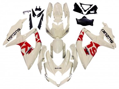 2008-2010 Suzuki GSXR 600 / GSXR 750 Motorcycle Fairings - Cream White Red Black UK