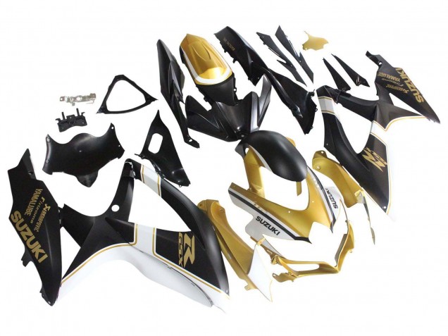 2008-2010 Suzuki GSXR 600 / GSXR 750 Motorcycle Fairings - Matte Black White Gold UK