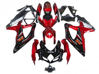 2008-2010 Suzuki GSXR 600 / GSXR 750 Motorcycle Fairings - Red Glossy Black UK