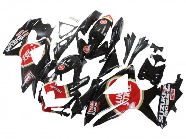 2008-2010 Suzuki GSXR 600 / GSXR 750 Motorcycle Fairings - Glossy Black Red White Motul Lucky Strike UK