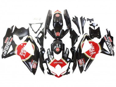 2008-2010 Suzuki GSXR 600 / GSXR 750 Motorcycle Fairings - Glossy Black Red White Motul Lucky Strike UK