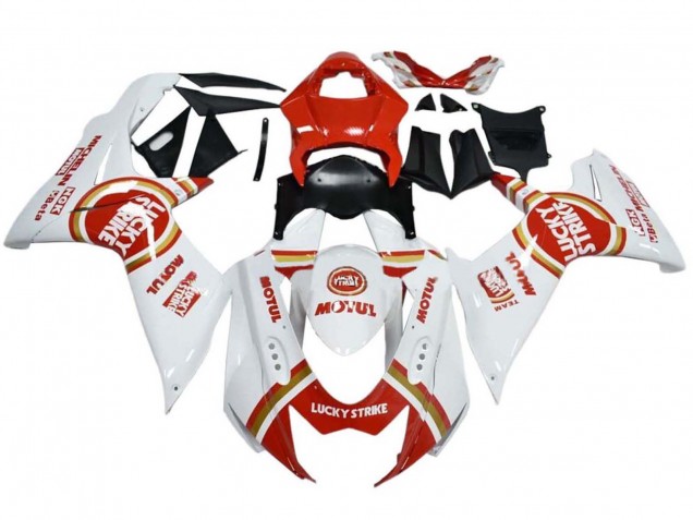2008-2010 Suzuki GSXR 600 / GSXR 750 Motorcycle Fairings - White Red Lucky Strike UK