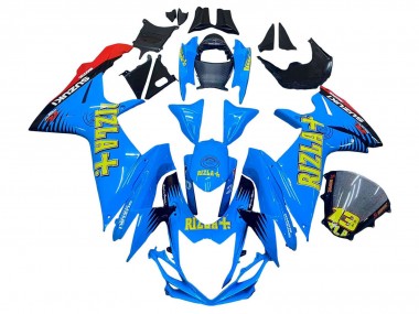 2011-2024 Suzuki GSXR 600 / GSXR 750 Motorcycle Fairings - Blue Gold Red Black Rizla UK