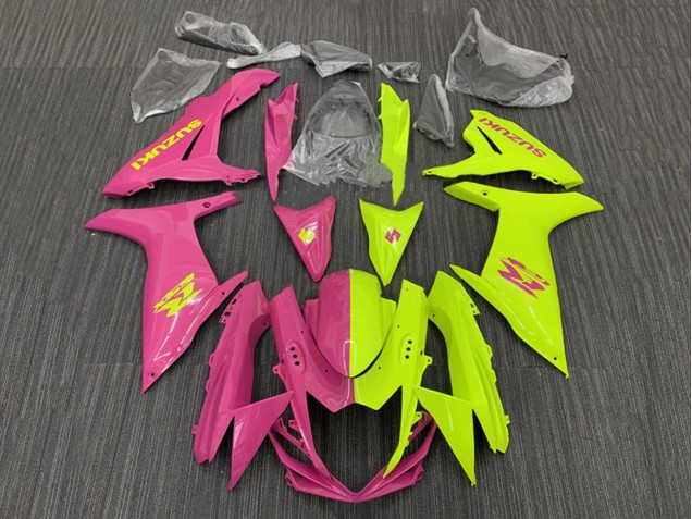 2011-2024 Suzuki GSXR 600 / GSXR 750 Motorcycle Fairings - Pink Yellow Split UK