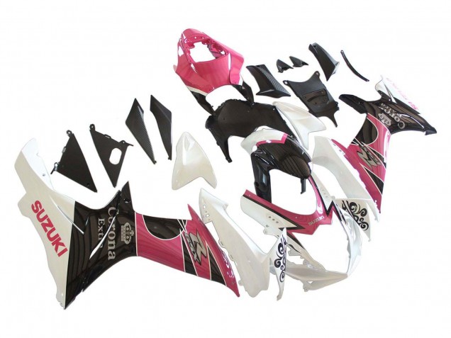 2011-2024 Suzuki GSXR 600 / GSXR 750 Motorcycle Fairings - White Pink Black Corona UK