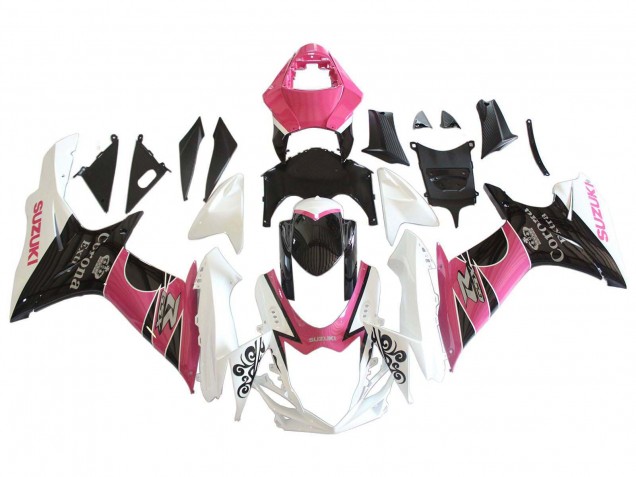 2011-2024 Suzuki GSXR 600 / GSXR 750 Motorcycle Fairings - White Pink Black Corona UK