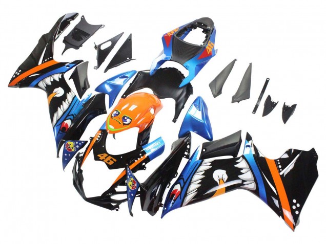 2011-2024 Suzuki GSXR 600 / GSXR 750 Motorcycle Fairings - Light Blue Orange Black White Shark 46 UK