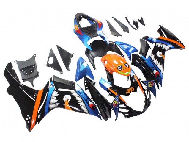 2011-2024 Suzuki GSXR 600 / GSXR 750 Motorcycle Fairings - Light Blue Orange Black White Shark 46 UK