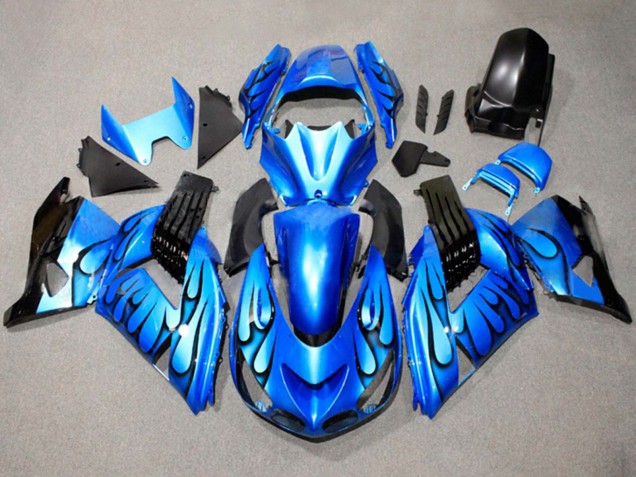 2011-2024 Suzuki GSXR 600 / GSXR 750 Motorcycle Fairings - Blue Black Flame UK