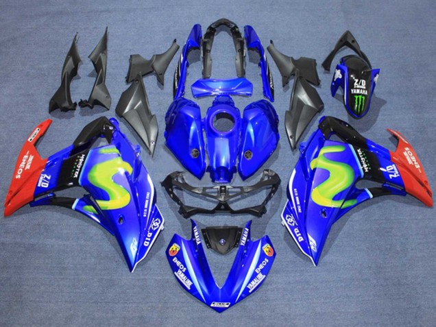 2015-2018 Yamaha YZF R3/R25 Motorcycle Fairings - Blue Glossy Black Red ENEOS Monster UK