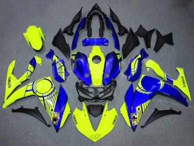 2015-2018 Yamaha YZF R3/R25 Motorcycle Fairings - Neon Yellow Blue Black 46 UK