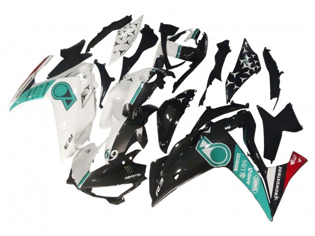 2015-2018 Yamaha YZF R3/R25 Motorcycle Fairings - White Green Glossy Black UK