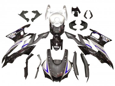 2019-2021 Yamaha YZF R3/R25 Motorcycle Fairings - Silver Glossy Black Carbon Fiber Style UK