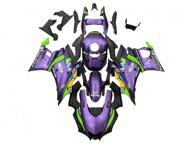 2019-2021 Yamaha YZF R3/R25 Motorcycle Fairings - Purple Green White EVA Racing UK