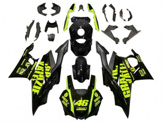 2019-2021 Yamaha YZF R3/R25 Motorcycle Fairings - Black Neon Yellow 46 UK