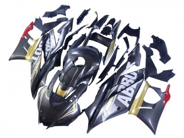 2022-2024 Yamaha YZF R3/R25 Motorcycle Fairings - Black Carbon Fiber Style Gold Red ABBOT UK