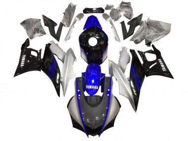 2022-2024 Yamaha YZF R3/R25 Motorcycle Fairing - Silver Blue Black Carbon Fiber Style UK