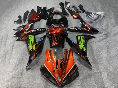 2002-2003 Yamaha YZF 1000 R1 Motorcycle Fairings - Orange Black Neon Green with Flame 16 UK