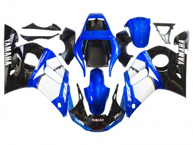 1998-2002 Yamaha YZF 600 R6 Motorcycle Fairings - White Blue Glossy Black UK