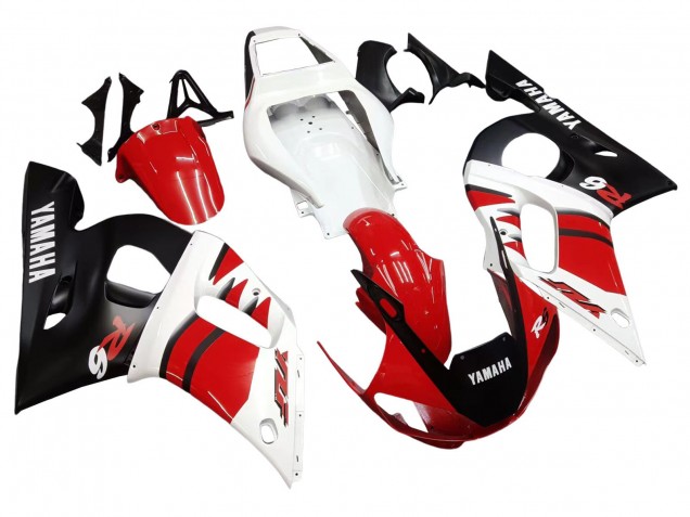 1998-2002 Yamaha YZF 600 R6 Motorcycle Fairings - White Red Glossy Black UK