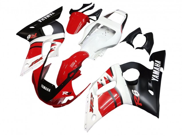 1998-2002 Yamaha YZF 600 R6 Motorcycle Fairings - White Red Glossy Black UK