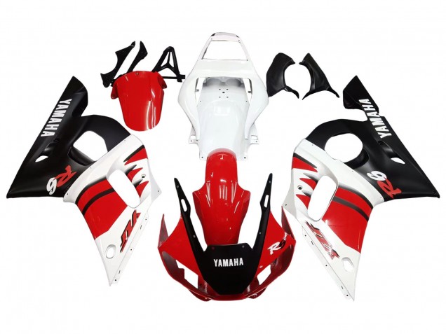 1998-2002 Yamaha YZF 600 R6 Motorcycle Fairings - White Red Glossy Black UK