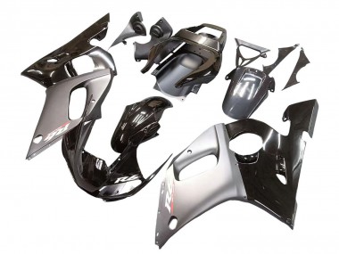 1998-2002 Yamaha YZF 600 R6 Motorcycle Fairings - Silver Glossy Black UK