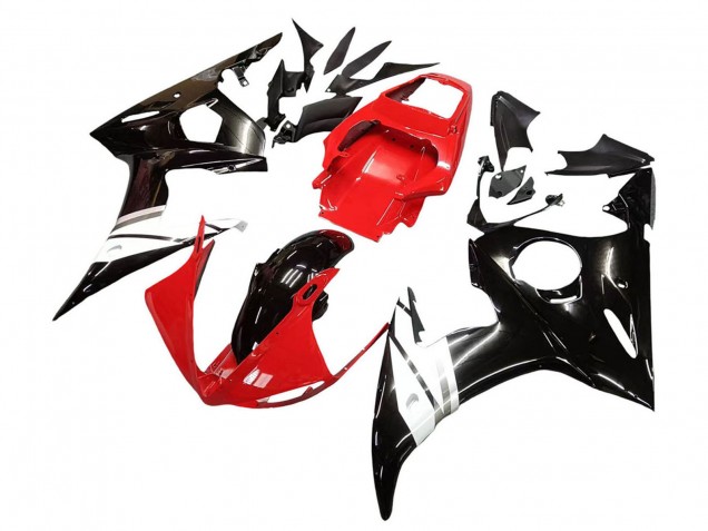 2006-2009 Yamaha YZF R6S Motorcycle Fairings - Red White Glossy Black UK