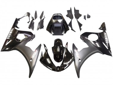 2003-2004 Yamaha YZF R6 Motorcycle Fairings - Glossy Black Matte Black White Decals UK