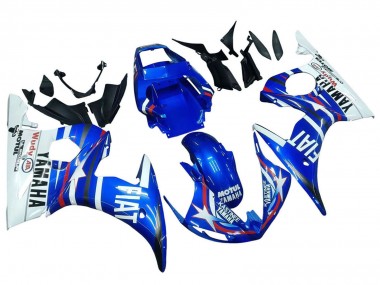 2006-2009 Yamaha YZF R6S Motorcycle Fairings - White Blue Fiat Motul Kastinee UK