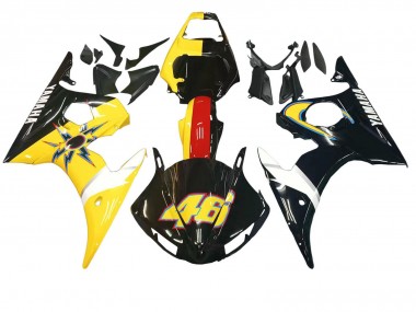 2003-2004 Yamaha YZF R6 Motorcycle Fairings - Yellow Red Glossy Black 46 UK