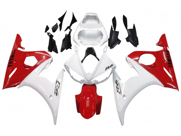 2003-2004 Yamaha YZF R6 Motorcycle Fairings - White Red UK