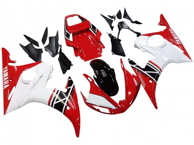 2006-2009 Yamaha YZF R6S Motorcycle Fairing - White Red Glossy Black UK