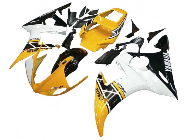 2006-2009 Yamaha YZF R6S Motorcycle Fairings - Yellow White Glossy Black UK