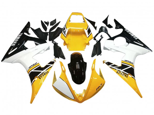 2006-2009 Yamaha YZF R6S Motorcycle Fairings - Yellow White Glossy Black UK