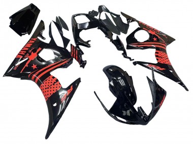 2003-2004 Yamaha YZF R6 Motorcycle Fairing - Glossy Black Red UK